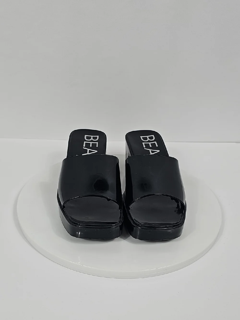 NIB Beach By Matisse Wade Platform Slide Sandals Block Heel Square Toe Black 7